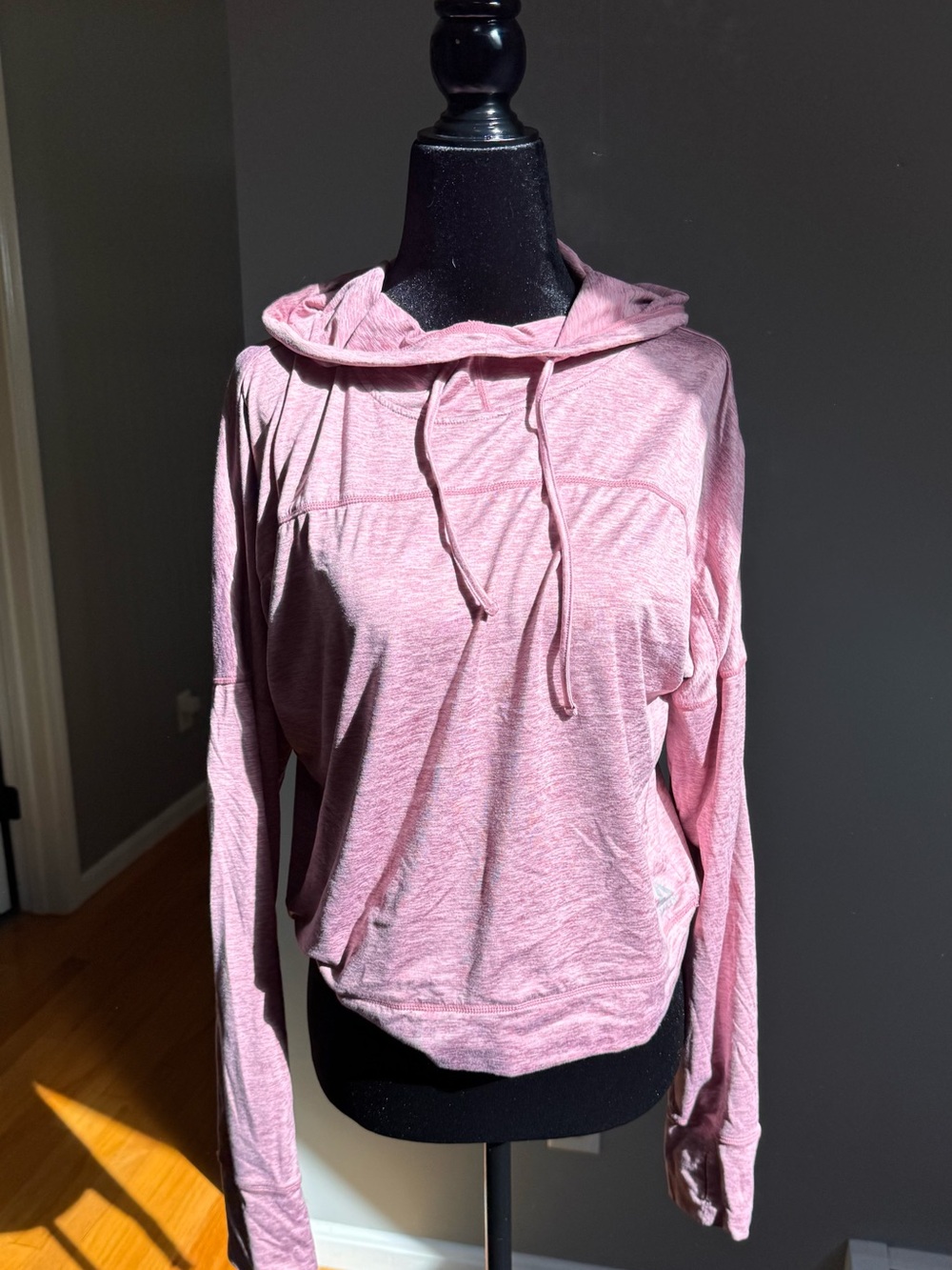 Reebok Heathered Light Pink Drawstring Hoodie